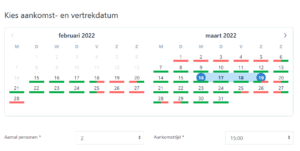 beschikbaarheidskalenderreserveringssysteem